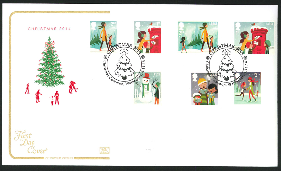 2014 Christmas Set,COTSWOLD, FDC Christmas Common Handstamp