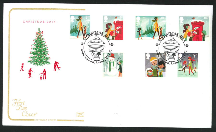 2014 Christmas Set,COTSWOLD, FDC Robinswood Handstamp