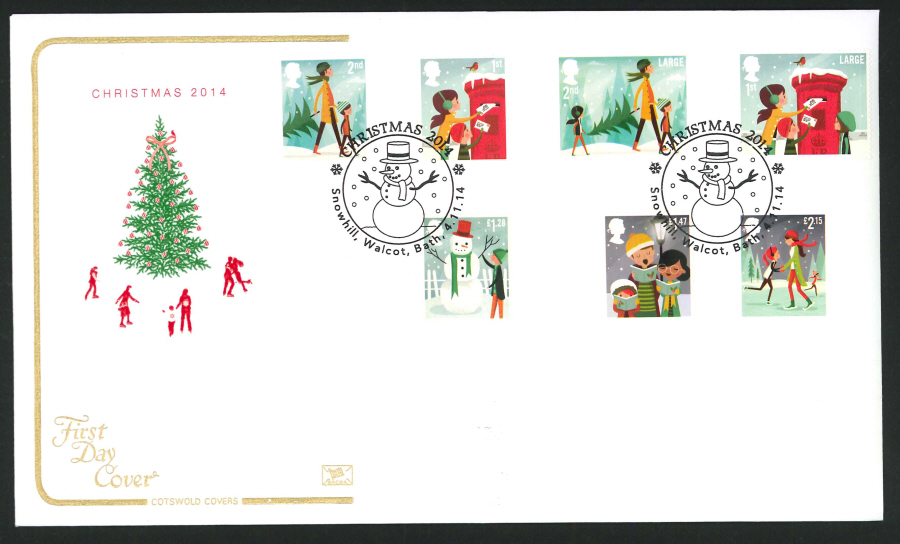 2014 Christmas Set,COTSWOLD, FDC Snowhill Walcot Bath Handstamp - Click Image to Close