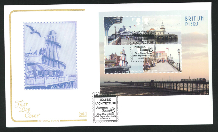 2014 Piers Mini Sheet,COTSWOLD, FDC Autumn Stampex Handstamp