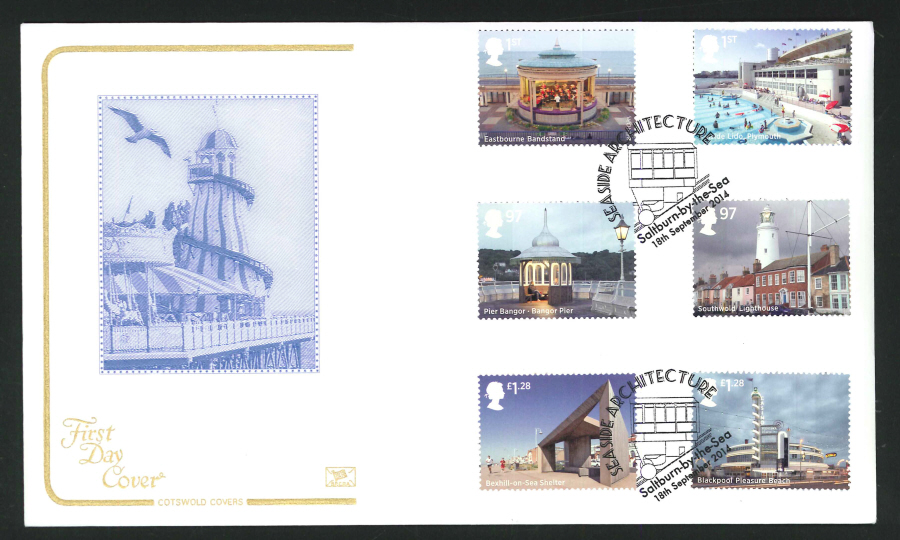 2014 Piers Set,COTSWOLD, FDC Saltburn-by-Sea Handstamp