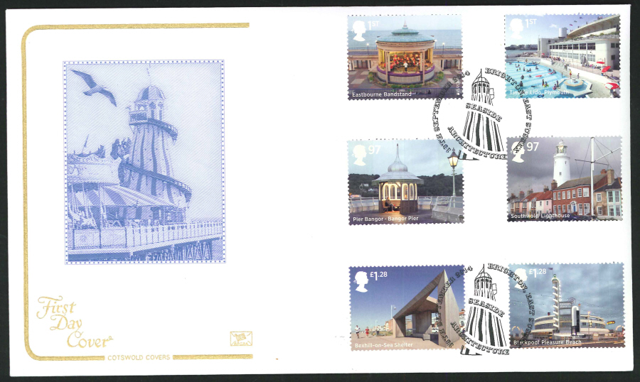 2014 Piers Set,COTSWOLD, FDC Brighton Handstamp - Click Image to Close