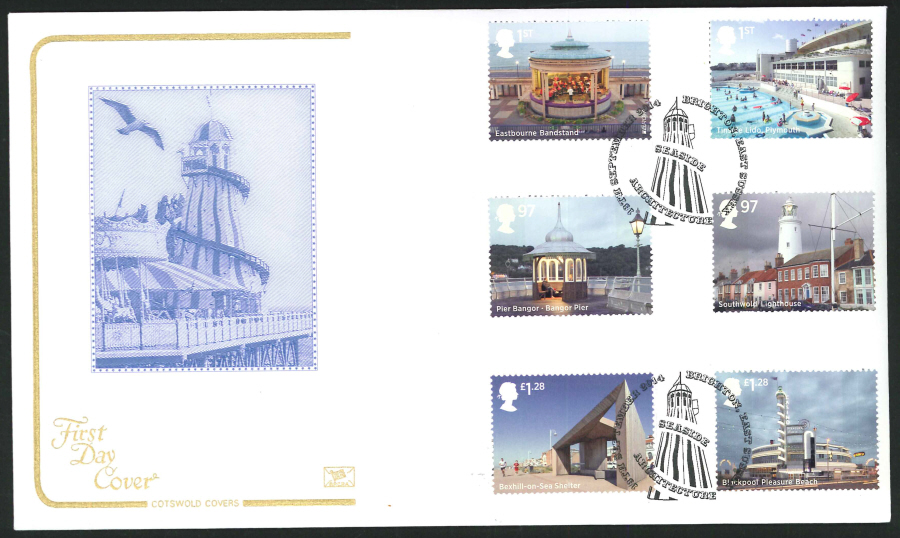 2014 Piers Set,COTSWOLD, FDC Brighton Handstamp