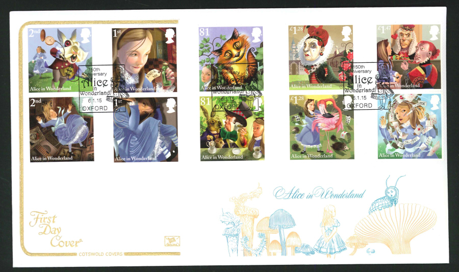2014 Alice in Wonderland ,COTSWOLD, FDC Oxford Handstamp