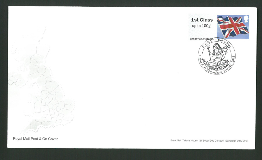 2012 - Royal Mail FDC Union Jack Post & Go Birmingham Postmark - Click Image to Close