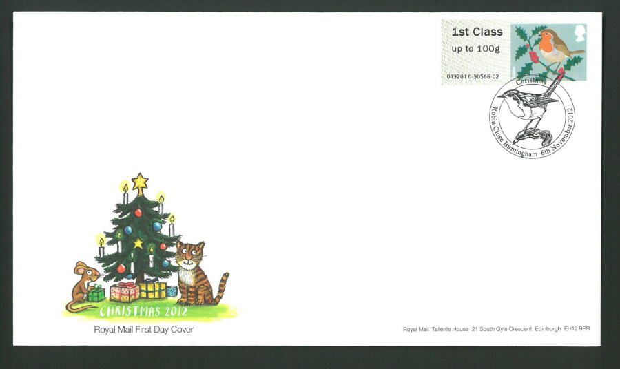 2012 - Cotswold FDC Robin Post & Go Birmingham Postmark - Click Image to Close