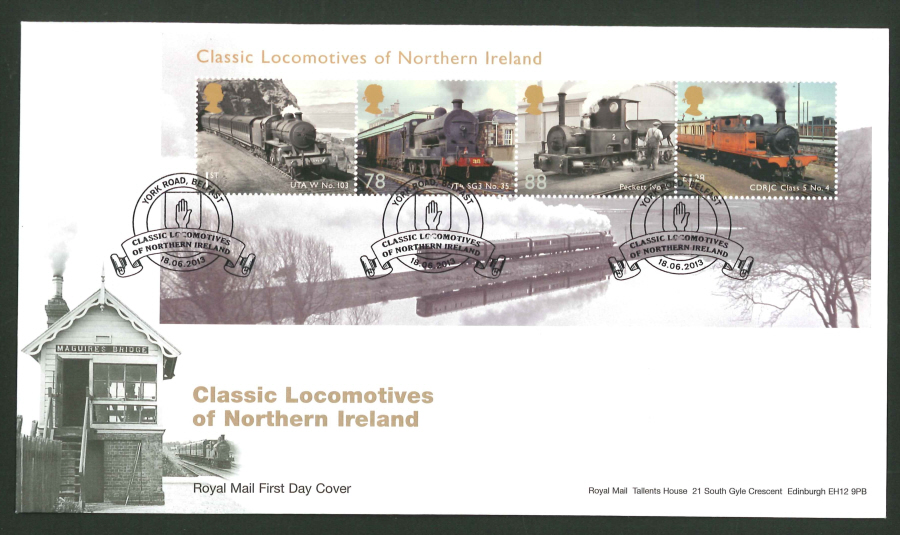 2013 - Classic Locomotives of Northern Ireland First Day Cover, York Road Belfast Postmark - Click Image to Close