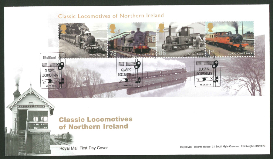 2013 - Classic Locomotives of Northern Ireland First Day Cover, Signal Belfast Postmark
