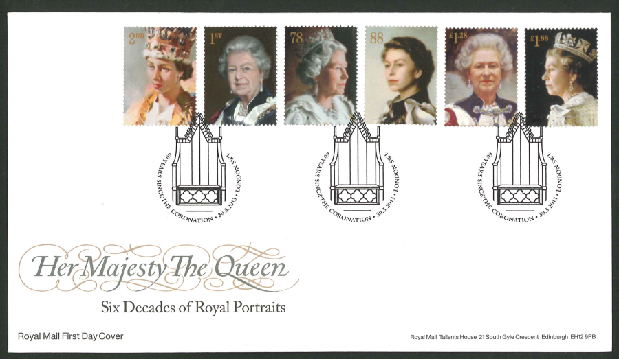 2013 - Queen's Portraits Coronation First Day Cover, 60 Years Coronation London SW1 Postmark
