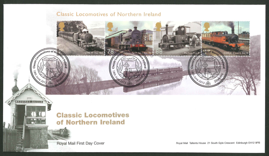 2013 - Classic Locomotives of Northern Ireland First Day Cover, Strathbane Postmark