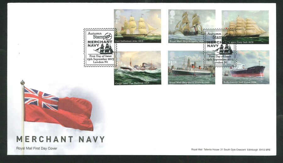 2013 - Merchant Navy Set First Day Cover, Autumn Stampex / Merchant Navy / London Postmark