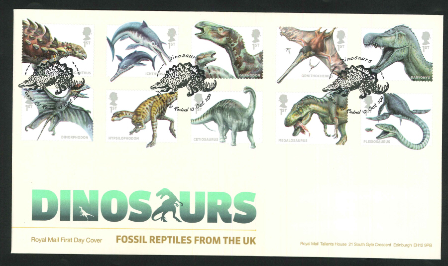2013 - Dinosaurs Set First Day Cover, Fossil Rd Rednal Postmark - Click Image to Close