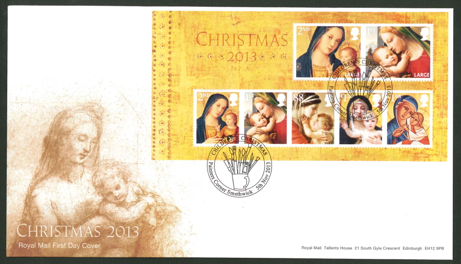 2013 - Christmas 2013 Minisheet First Day Cover, Painters Corner Postmark