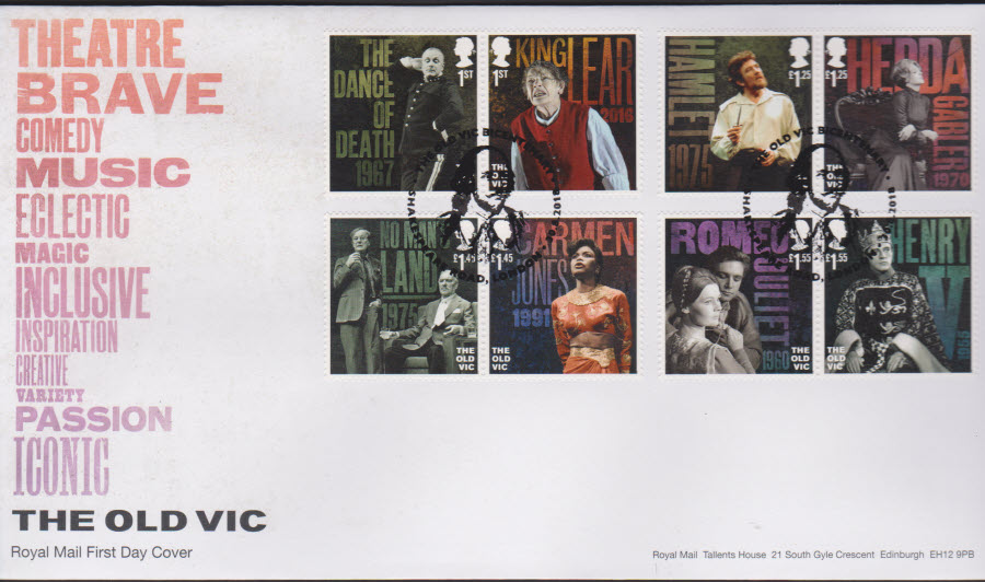 2018 FDC - The Old Vic FDC Shakespeare Rd London Postmark