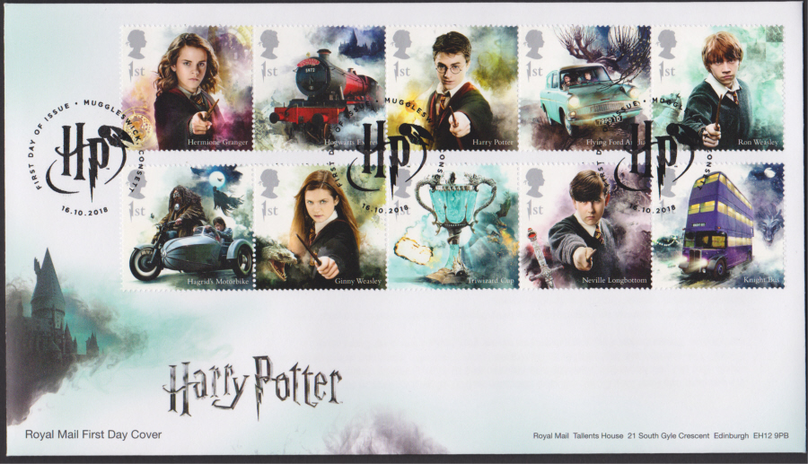 2018 FDC - Harry Pottter Set.- F D I Muggleswick Conset Postmark