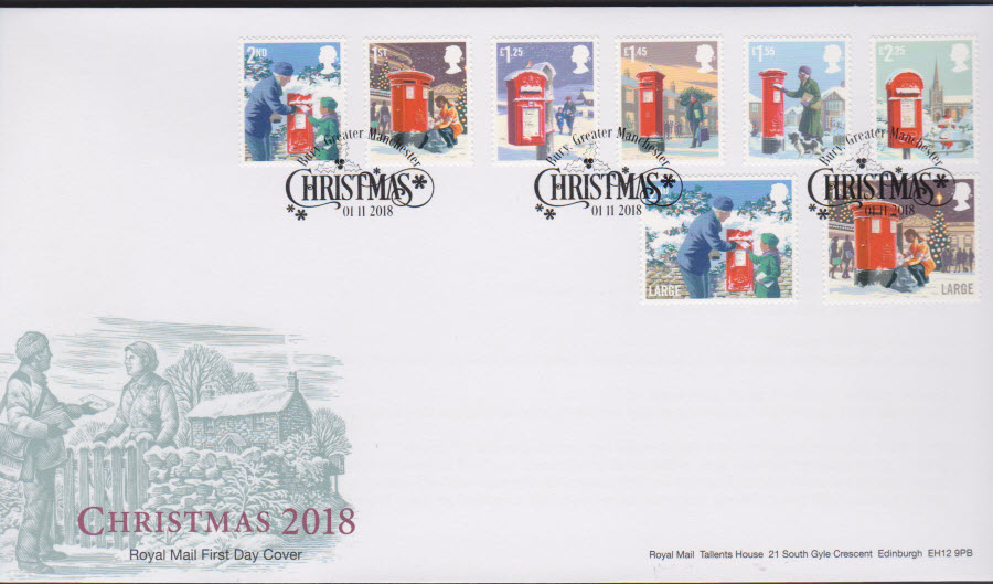 2018 FDC - Christmas Set - Bury Greater Manchester Postmark