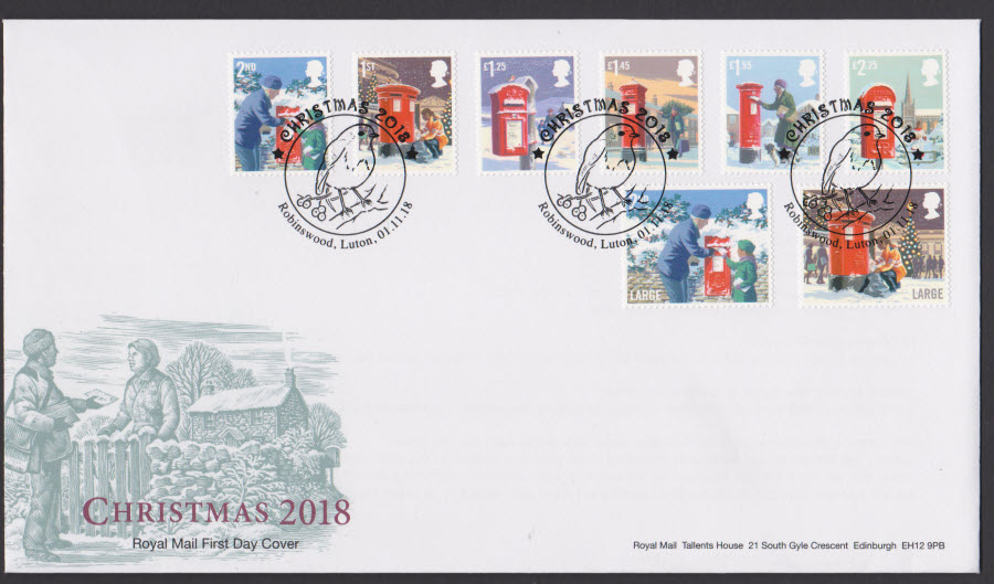 2018 FDC - Christmas Set - Robinswood, Luton Postmark