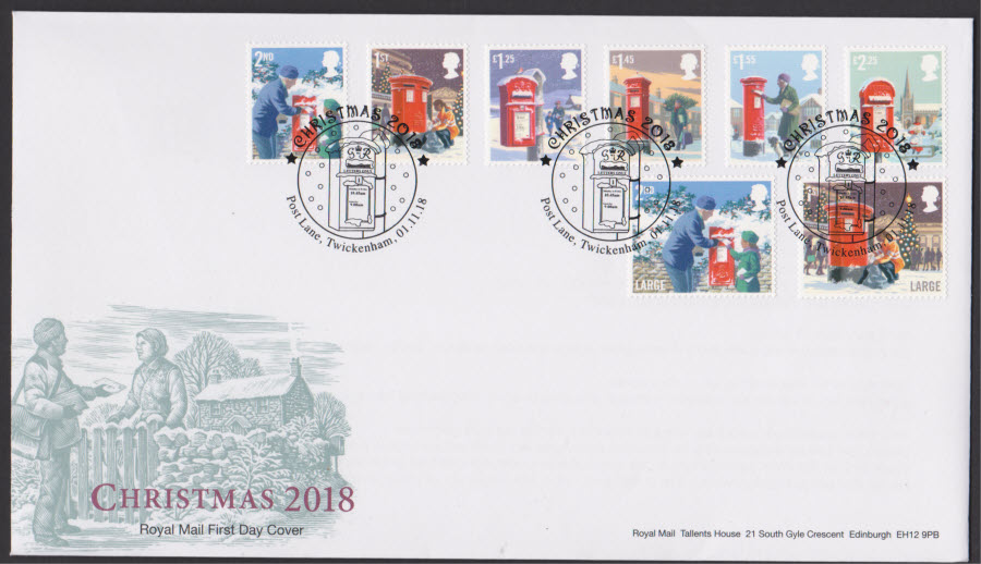 2018 FDC - Christmas Set - Post Lane, Twickenham Postmark