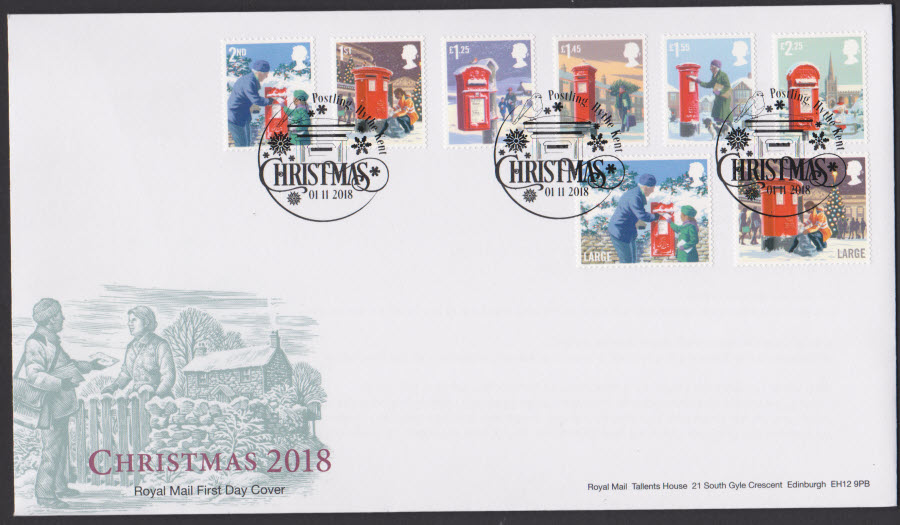 2018 FDC - Christmas Set - Postling,Hythe Kent Postmark