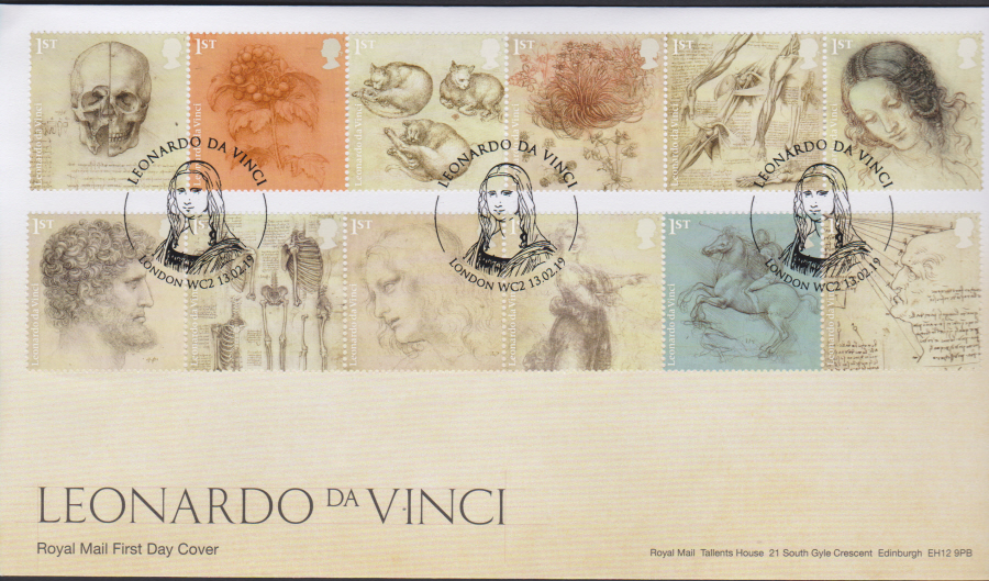 2019 FDC -Leonardo da Vinci FDC London WC2 Postmark - Click Image to Close