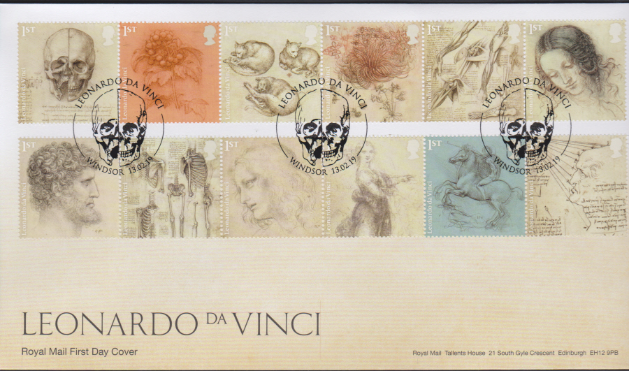 2019 FDC -Leonardo da Vinci FDC Windsor Postmark