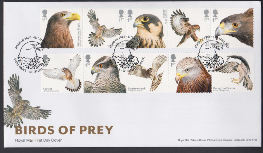 2019 FDC - Birds of Prey FDC Eagle Drive Whitfield Dover Postmark - Click Image to Close
