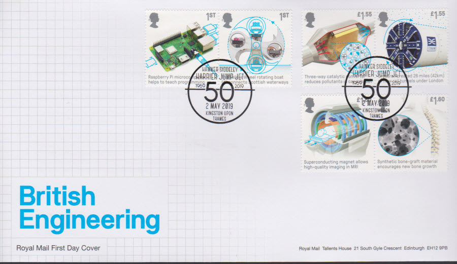 2019 FDC -British Engineering Set FDC Kingston upon Thames Postmark