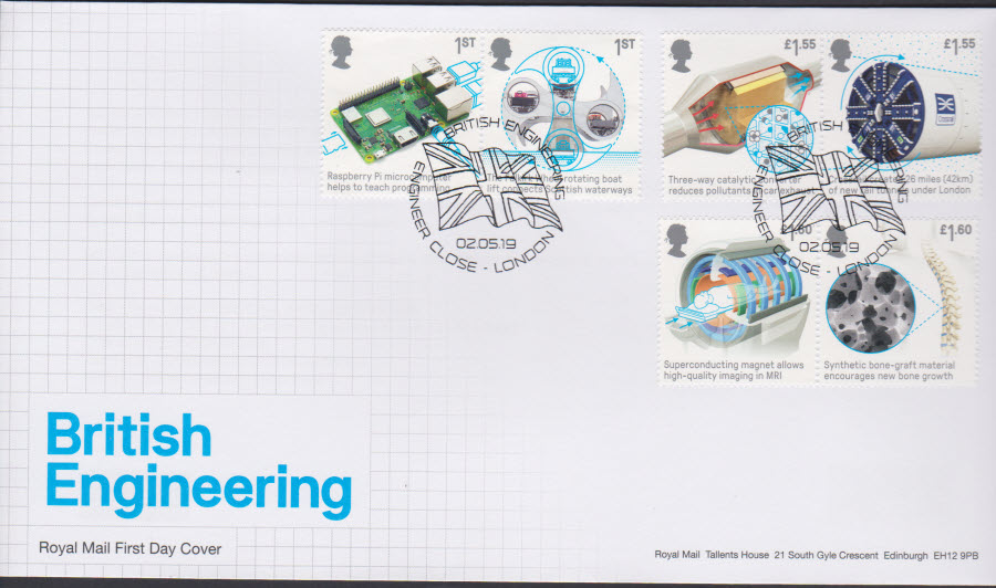 2019 FDC -British Engineering Set FDC Engineer Close London Postmark