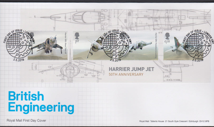 2019 FDC -British Engineering Mini Sheet FDC F D I London SW1 Postmark - Click Image to Close