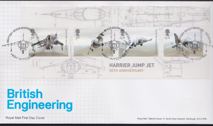 2019 FDC -British Engineering Mini Sheet FDC High Wycombe Postmark - Click Image to Close