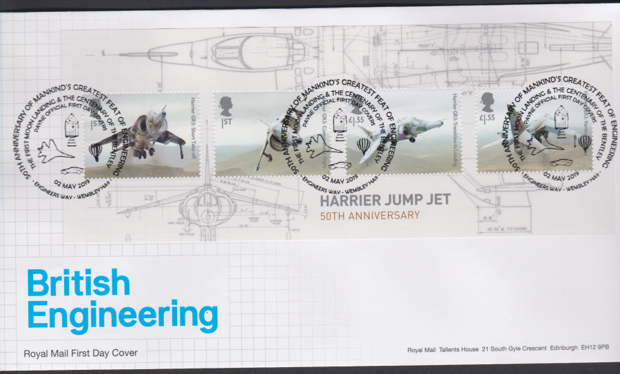 2019 FDC -British Engineering Mini Sheet FDC Engineer Way Wembley Postmark
