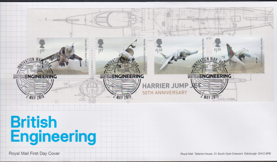 2019 FDC -British Engineering Mini Sheet FDC Innovation Way York Postmark