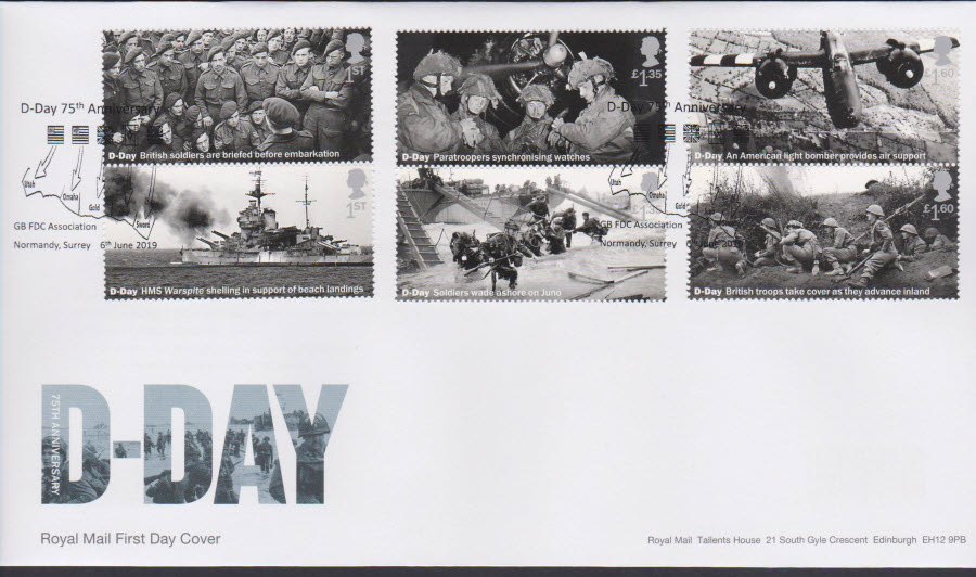 2019 FDC -D Day Set FDC GBFDC Normandy Surrey Postmark