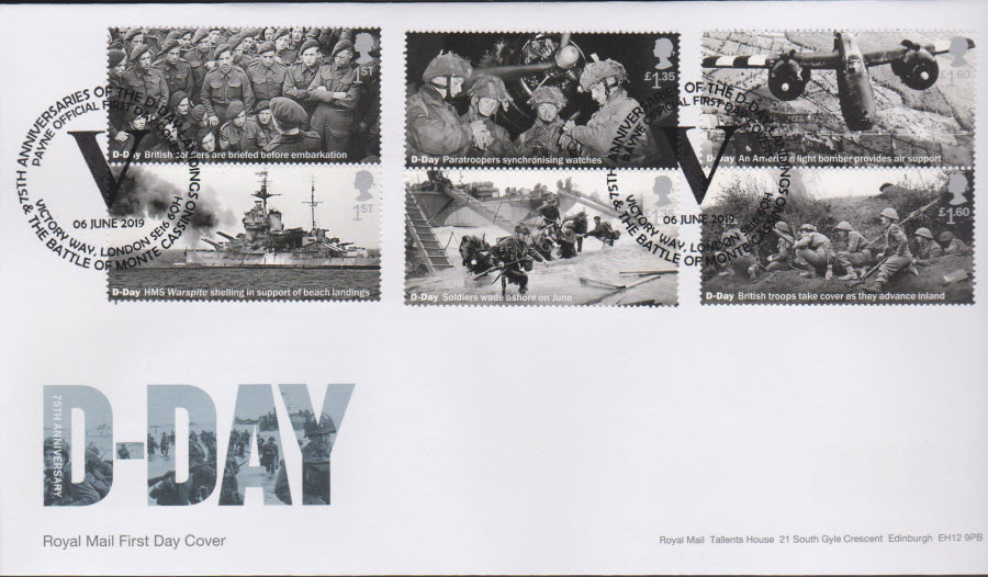 2019 FDC -D Day Set FDC Victory Way,London SE16 Postmark