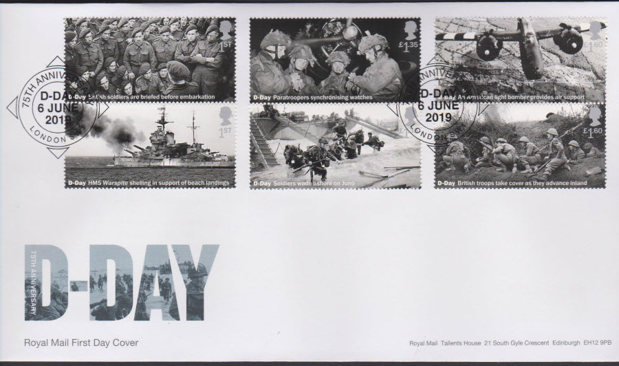 2019 FDC -D Day Set FDC London SW1 Postmark