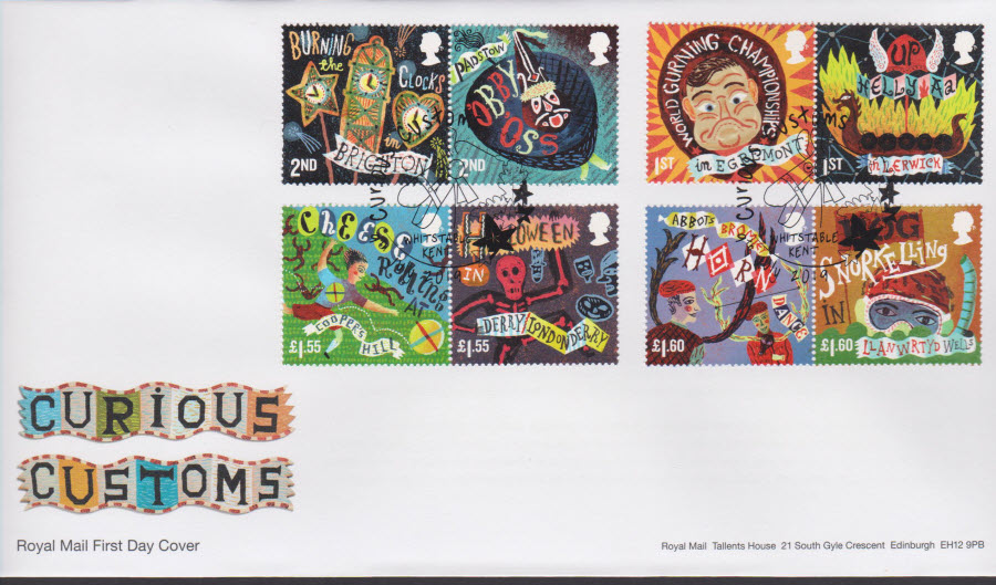 2019 FDC -Curious Customs FDC Whitstable,Kent Postmark