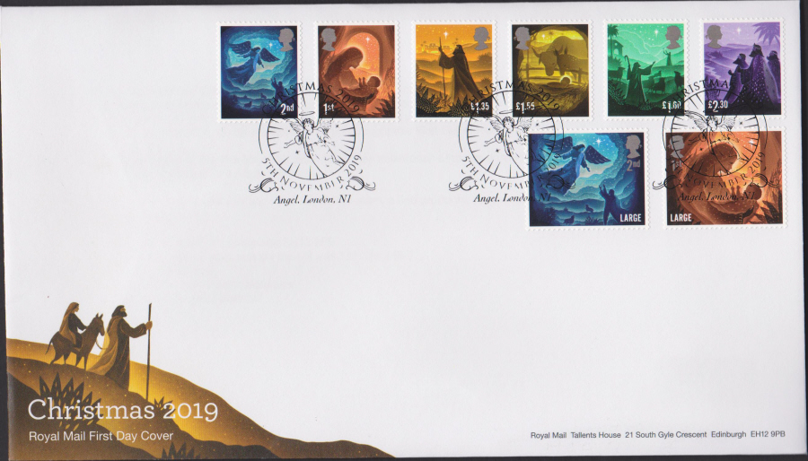 2019 FDC -Christmas Set FDC Angel,London N1 Postmark - Click Image to Close