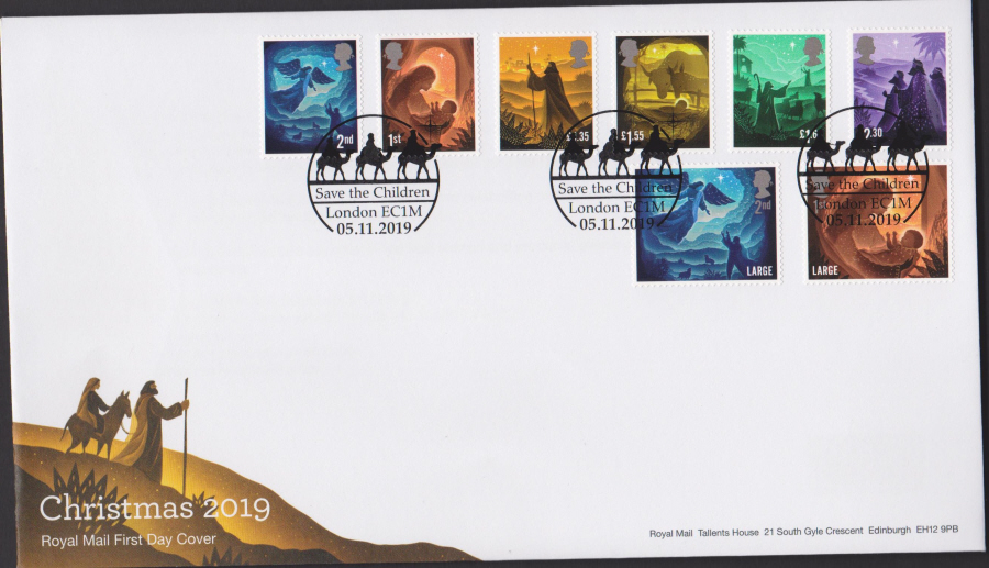2019 FDC -Christmas Set FDC Save the Children London EC1M Postmark - Click Image to Close