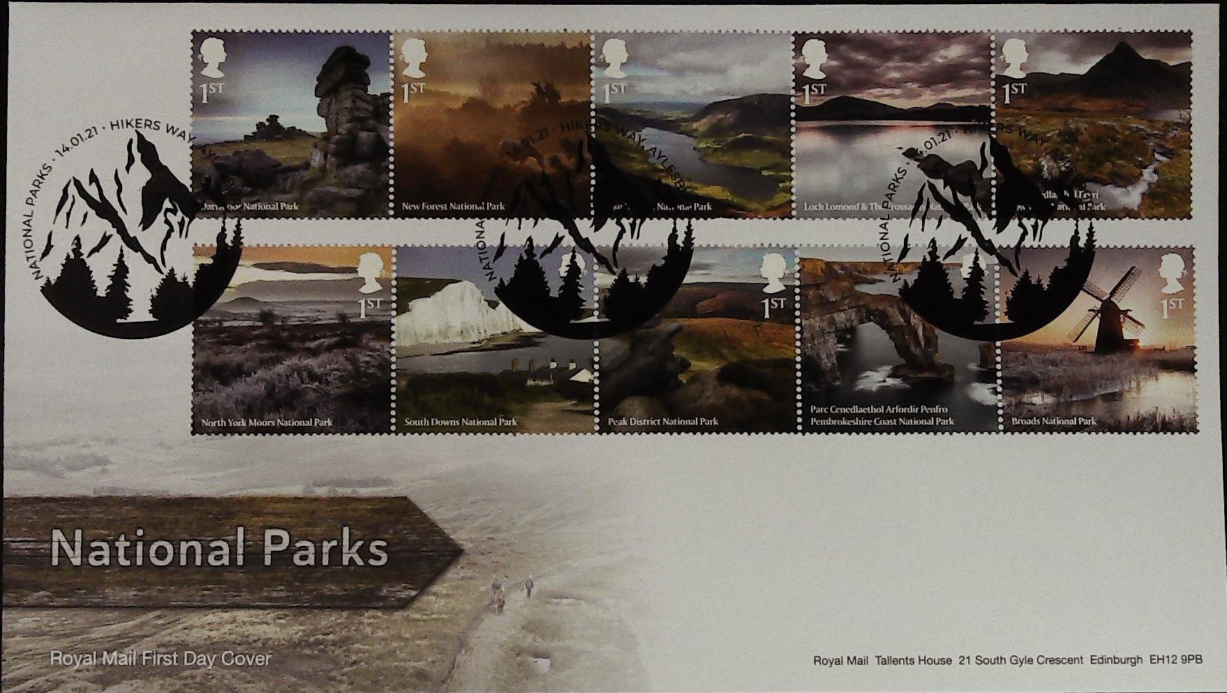 2021 National Parks Royal Mail FDC Hikers Way, Aylesbury Postmark - Click Image to Close