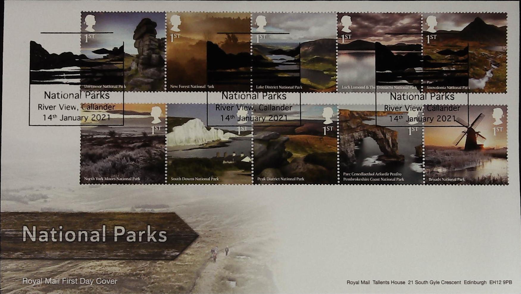 2021 National Parks Royal Mail FDC River View Callander Postmark - Click Image to Close