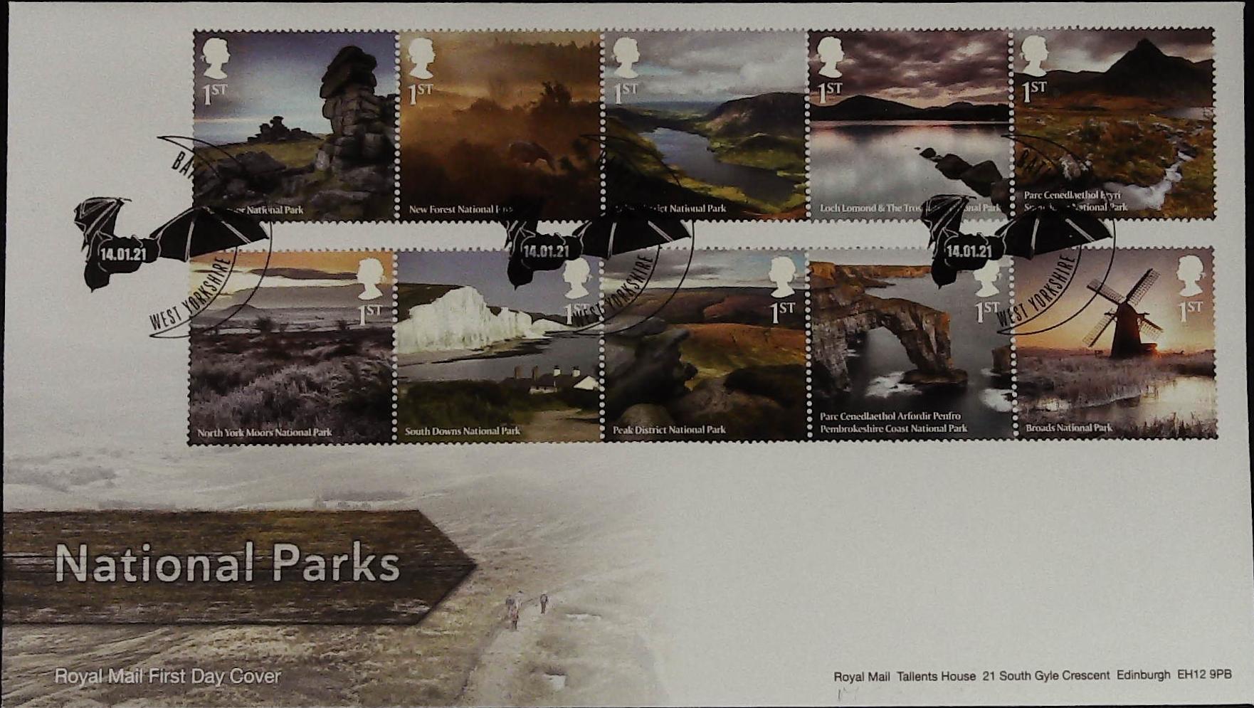 2021 National Parks Royal Mail FDC Batley, West Yorkshire Postmark