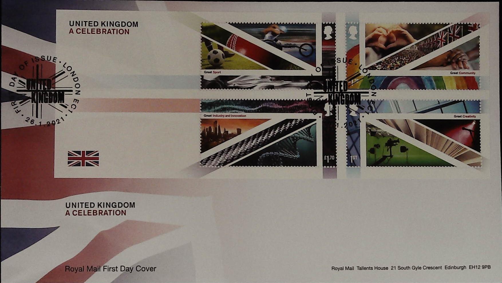 2021 United Kingdom a Celebration Royal Mail FDC F D I London E C 1 Postmark