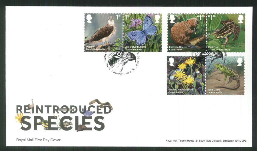 2018 FDC - Reintroduced Species.-Osprey Road Birmingham Postmark - Click Image to Close