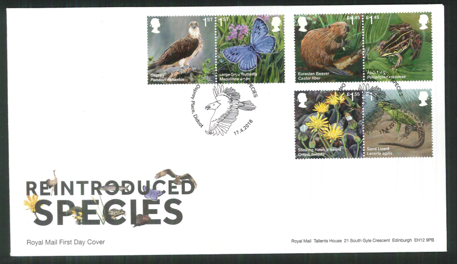 2018 FDC - Reintroduced Species.-Osprey Place Didcot Postmark - Click Image to Close