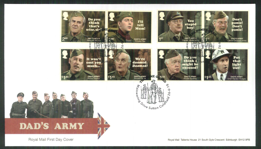 2018 FDC - Dad's Army FDC Mainwaring Drive, Sutton Coldfield Postmark - Click Image to Close