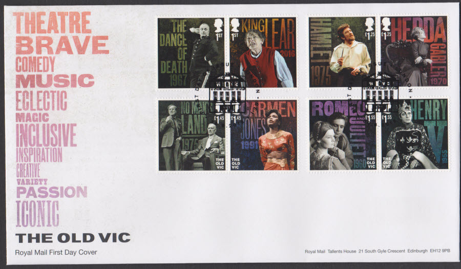 2018 FDC - The Old Vic FDC First Day of Issue London Postmark