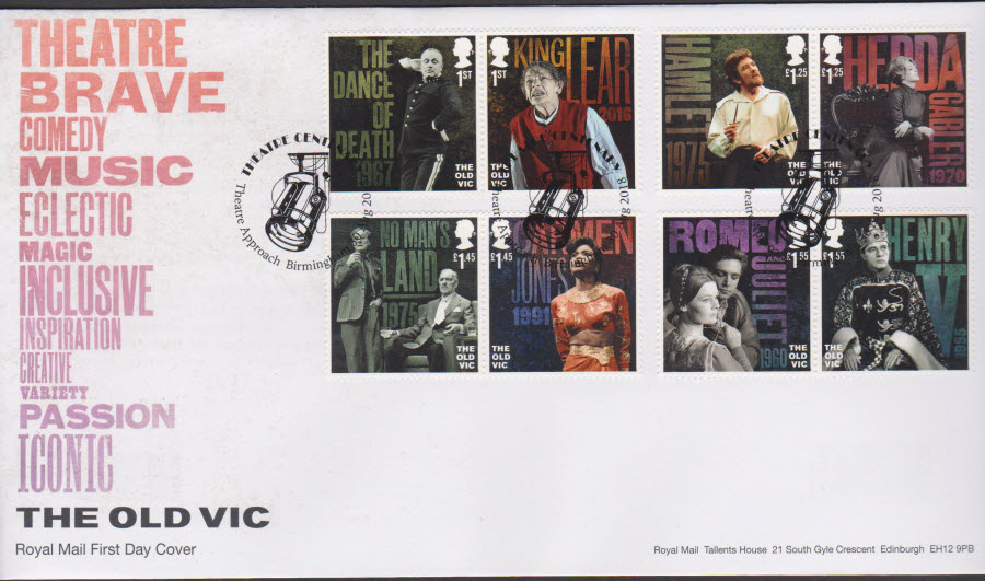 2018 FDC - The Old Vic FDC Theatre Approach Birminghm Postmark - Click Image to Close