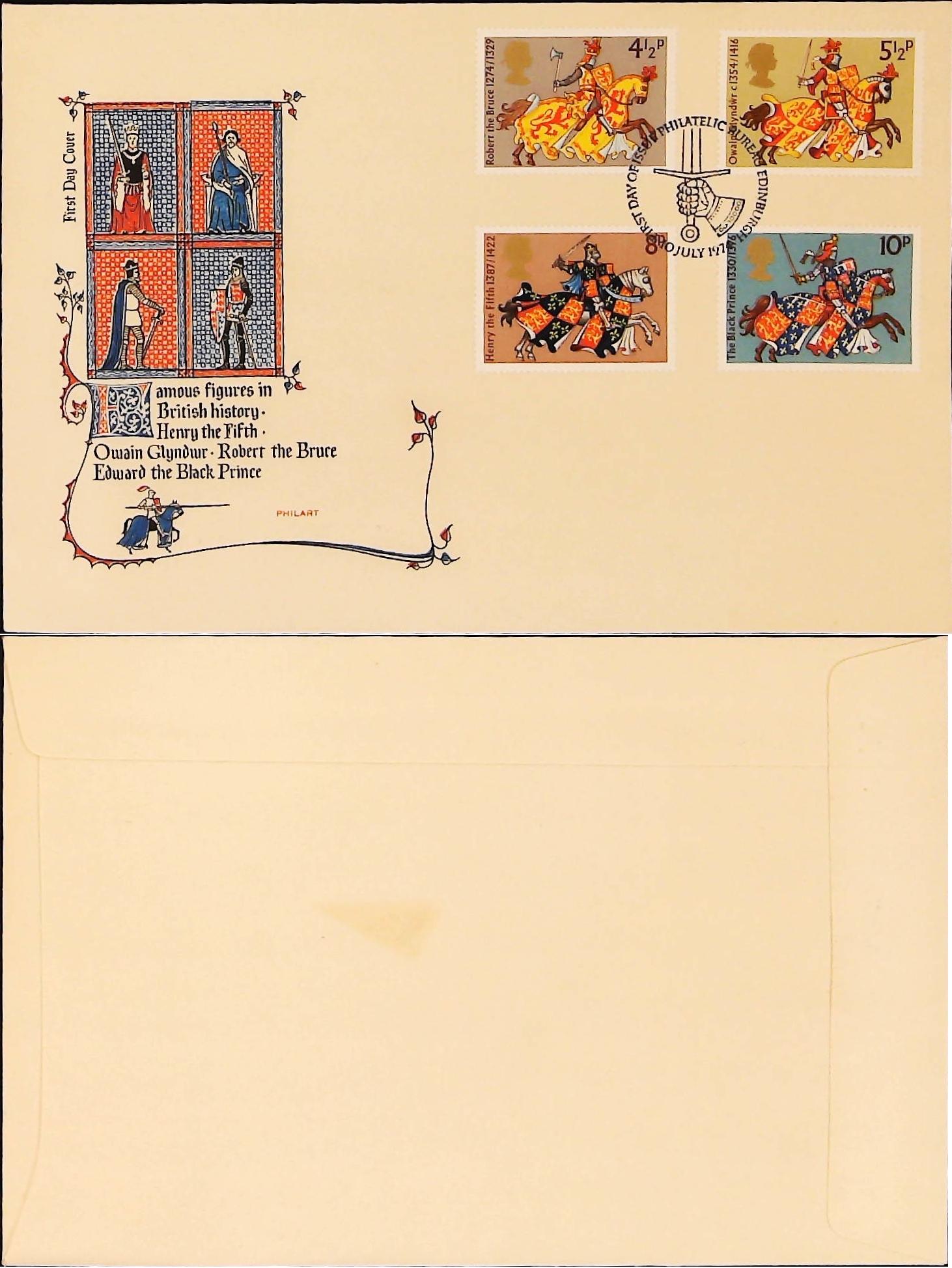 1974 Philart Britons FDC Philatelic Bureau Edinburgh postmark