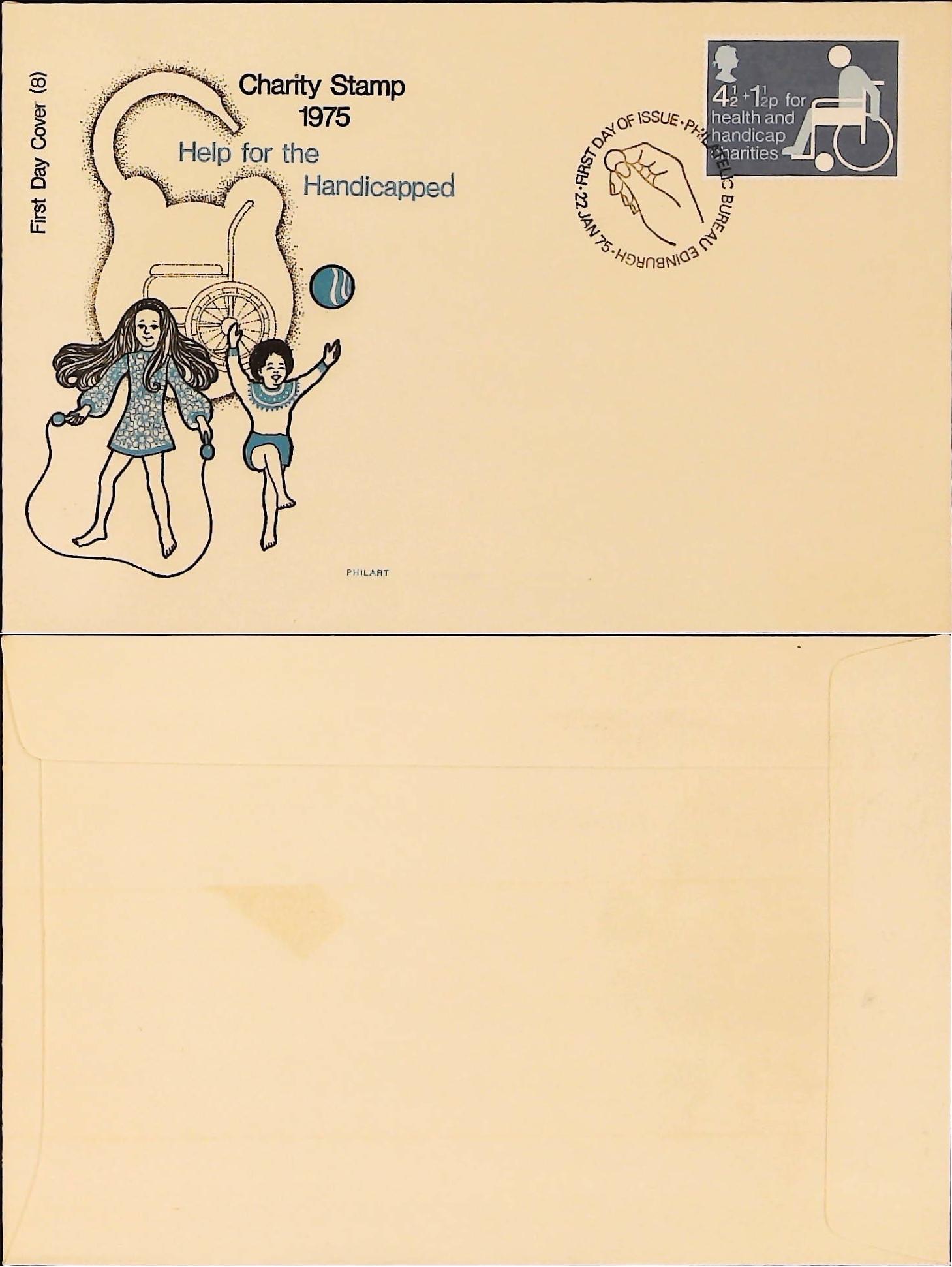 1975 Philart Charity Stamp FDC Edinburgh postmark