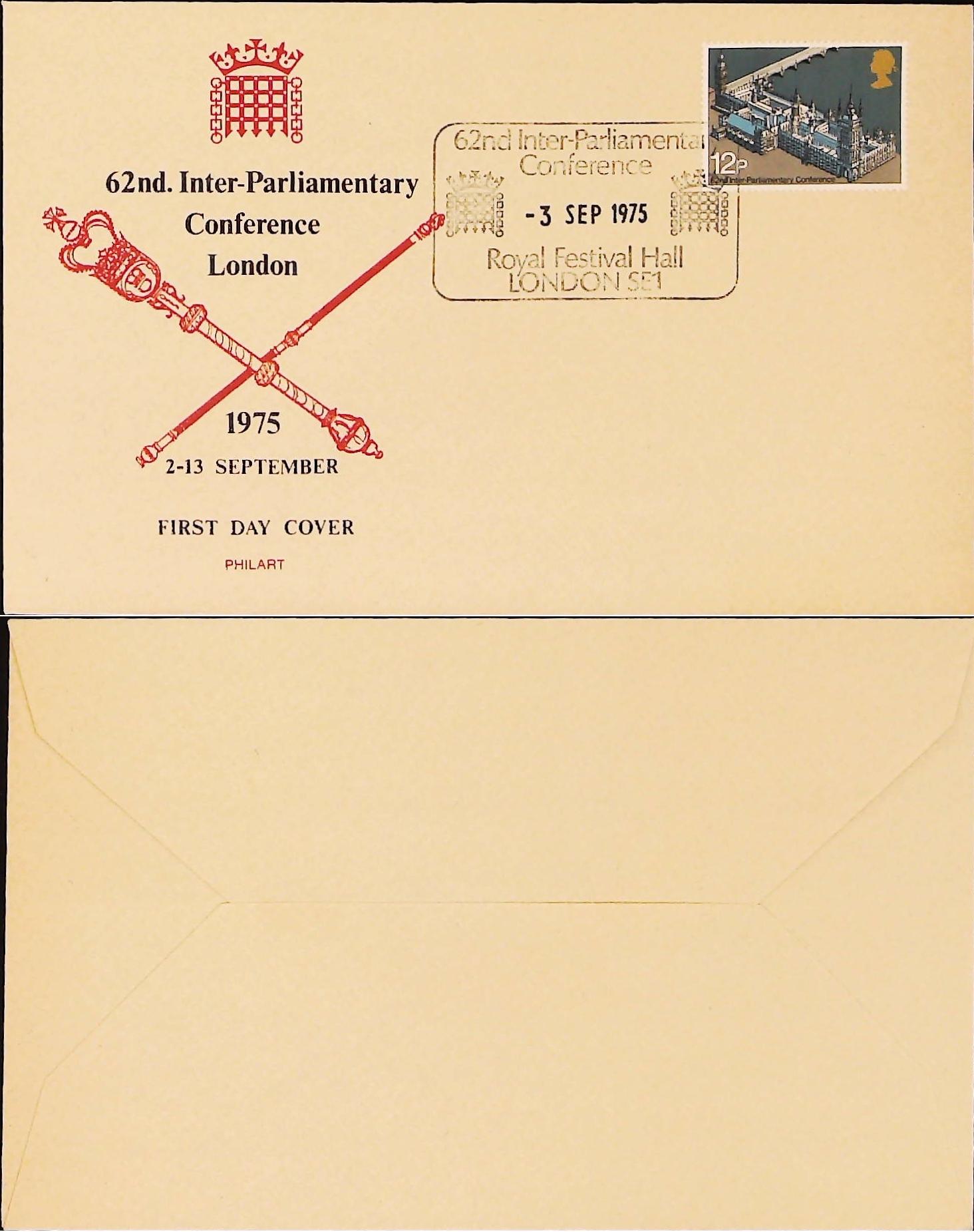 1975 Philart Parliamentary Conference FDC Festival Hall London postmark